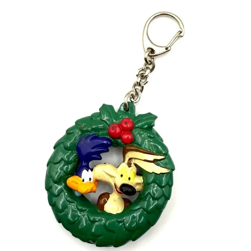 Sylvester & Road Runner Christmas Wreath Key Chain PVC Warner Brothers